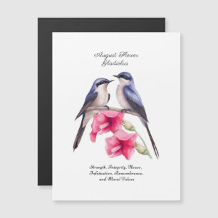 August Birth Month Flower Gladiolus with Birds
