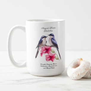  August Birth Month Flower Gladiolus with Birds Coffee Mug