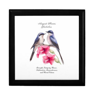  August Birth Month Flower Gladiolus with Birds Gift Box