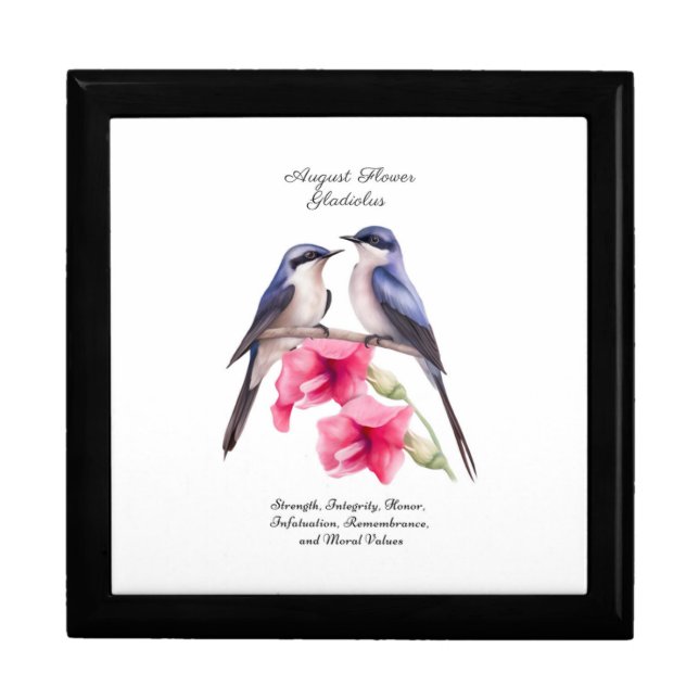  August Birth Month Flower Gladiolus with Birds Gift Box (Front)
