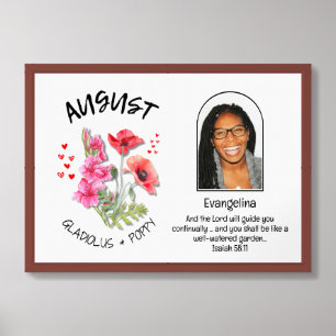 AUGUST Birth Month Flower NAME PHOTO Christian Framed Art