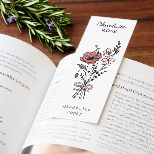 August Birth Month Flower Personalized Bookmarks