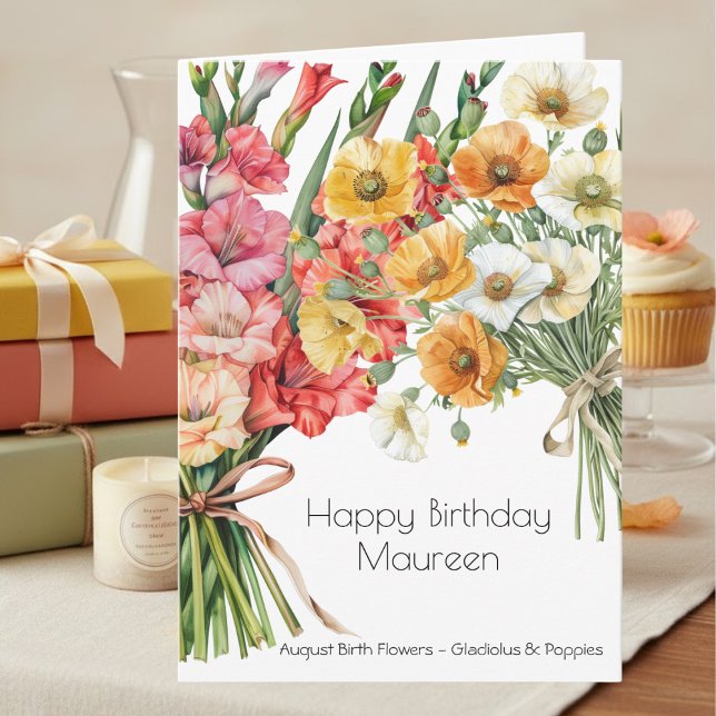 August Birth Month Flowers August Happy Birthday Card (Creator Uploaded)