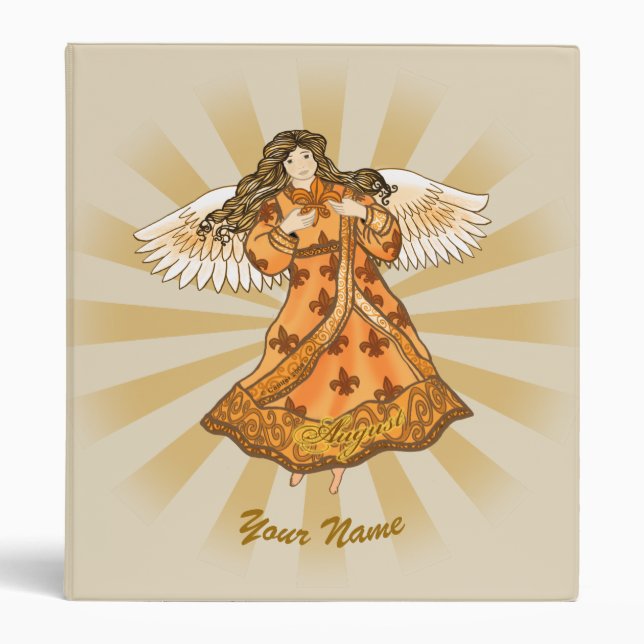 August Birthday Angel 3 Ring Binder (Front)