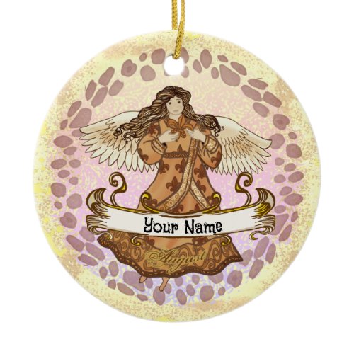August Birthday Angel Ceramic Ornament