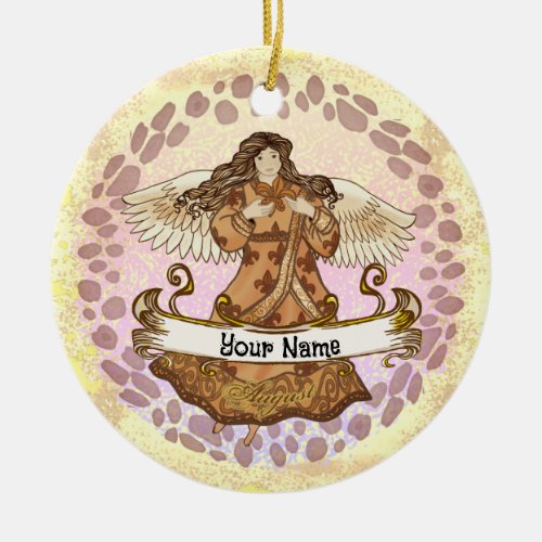 August Birthday Angel custom name  Ornament