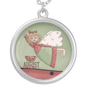 August Birthday Angel Necklace