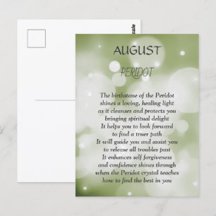 August birthday birthstone Peridot Postcard