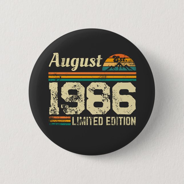 August Birthday Custom Year Button (Front)