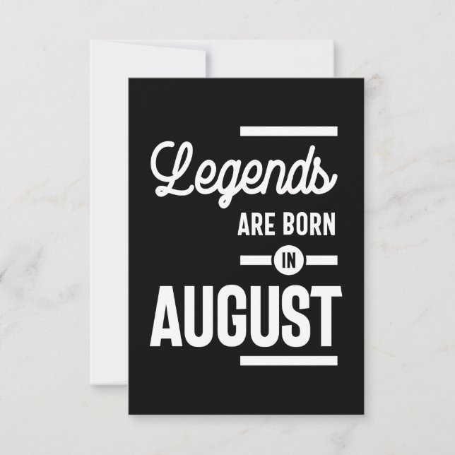 August Birthday Gift Legends Are Born In August RSVP Card (Front)
