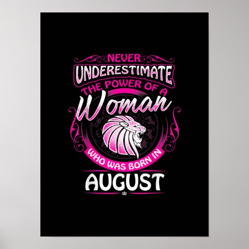 August Birthday Gift Woman Leo Zodiac Astrology Poster