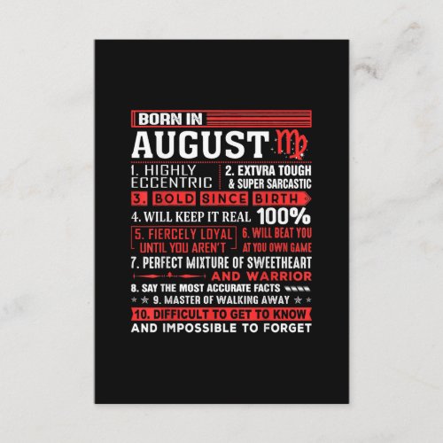 August Birthday Gifts _ Born In August Virgo Enclosure Card