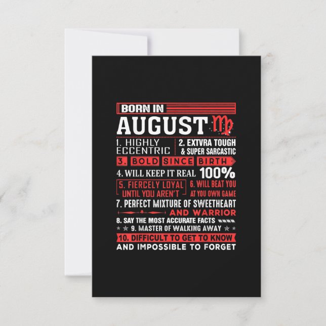 August Birthday Gifts - Born In August Virgo Invitation (Front)