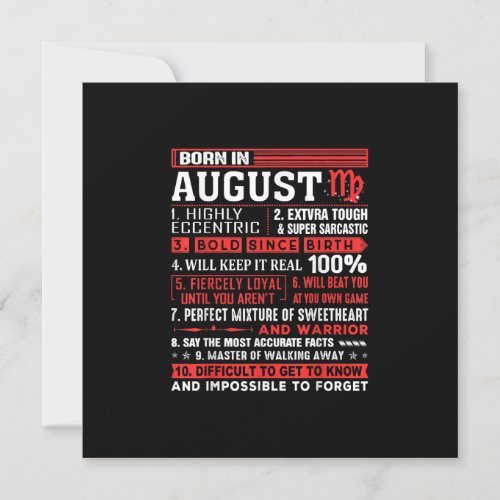 August Birthday Gifts _ Born In August Virgo Invitation