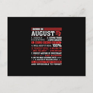 August Birthday Gifts - Born In August Virgo Postcard