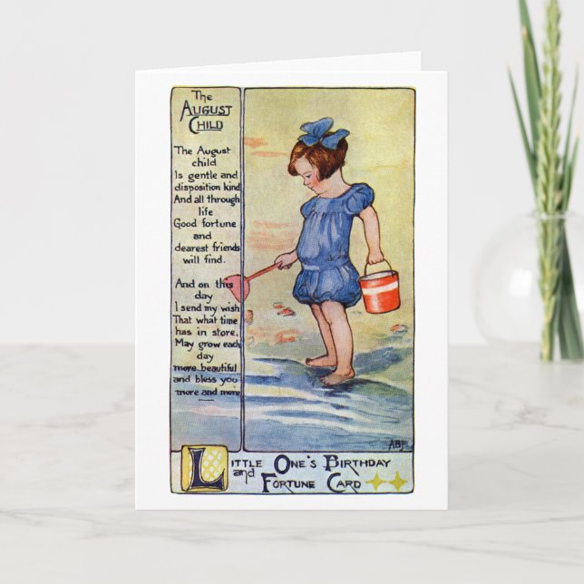 August Birthday Girl at the Beach Card (Front)