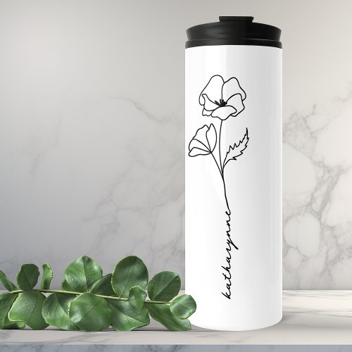 August Birthday Month Poppy Birth Flower Thermal Tumbler