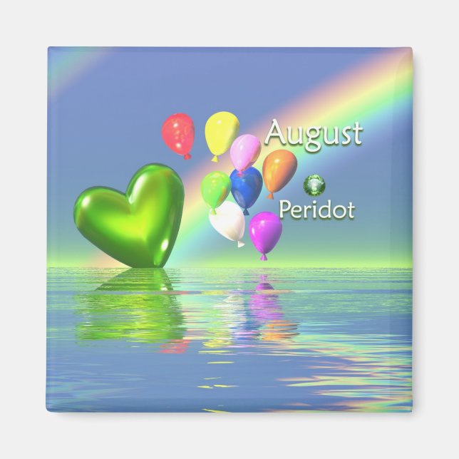 August Birthday Peridot Heart Magnet (Front)