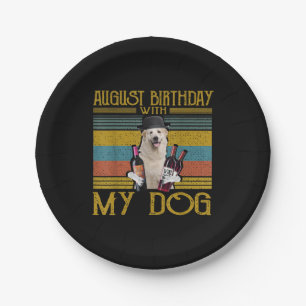August Birthday With My Great Pyrenees Dog 2020 Paper Plates