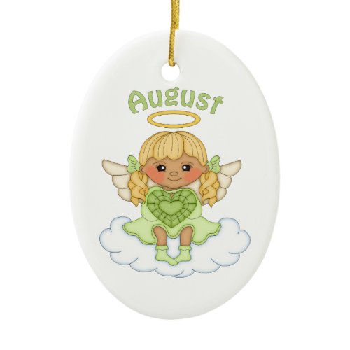 August Birthstone Angel Blonde Ceramic Ornament