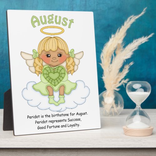 August Birthstone Angel Blonde Plaque