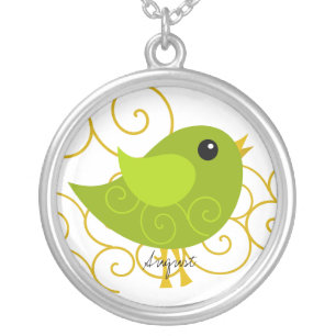 August Birthstone Bird Silver Plated Necklace