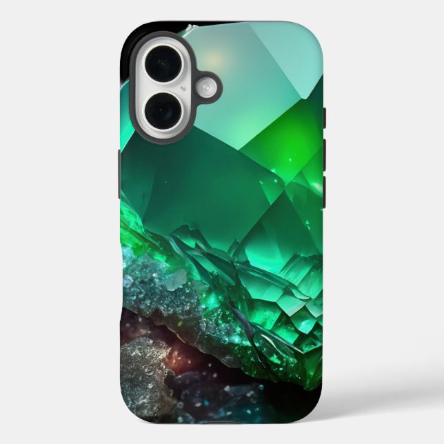 August Birthstone Peridot Abstract Neon Crystal Case-Mate iPhone Case (Back)