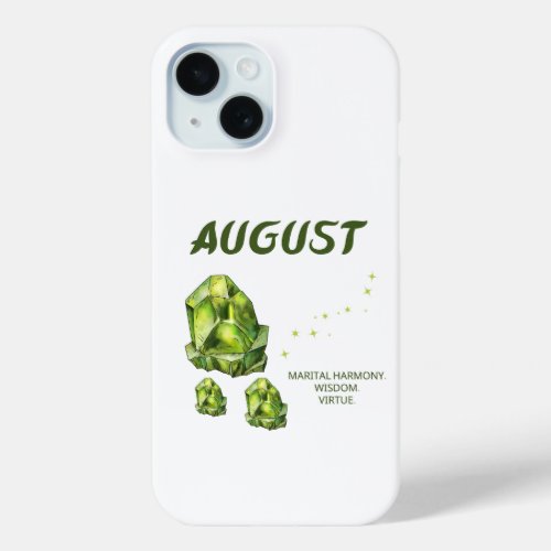 August birthstone Peridot Green Color iPhone 15 Case