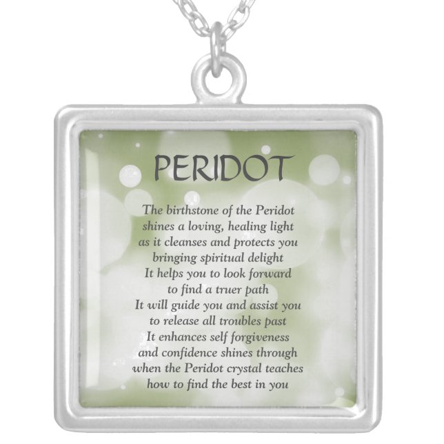 August Birthstone Peridot Poem Necklace (Front)