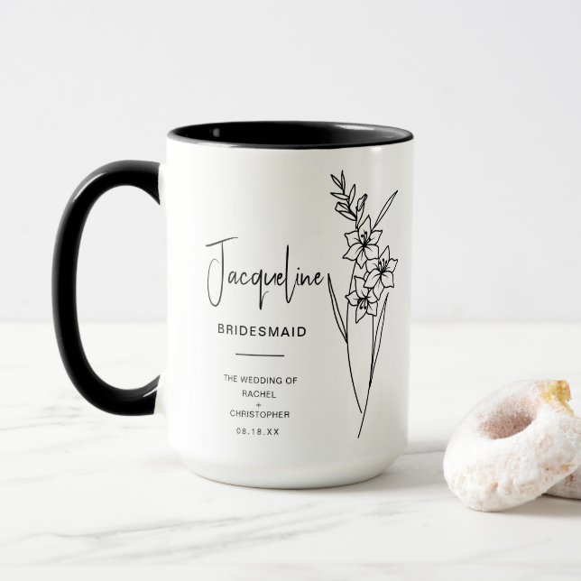 August Bridesmaid | Gladiolus Birth Flower Mug (With Donut)