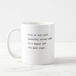 august coffee mug typography poetic full moon