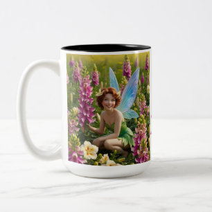 August Flower Fairy - Gladiolus Flower Fairy - Two-Tone Coffee Mug
