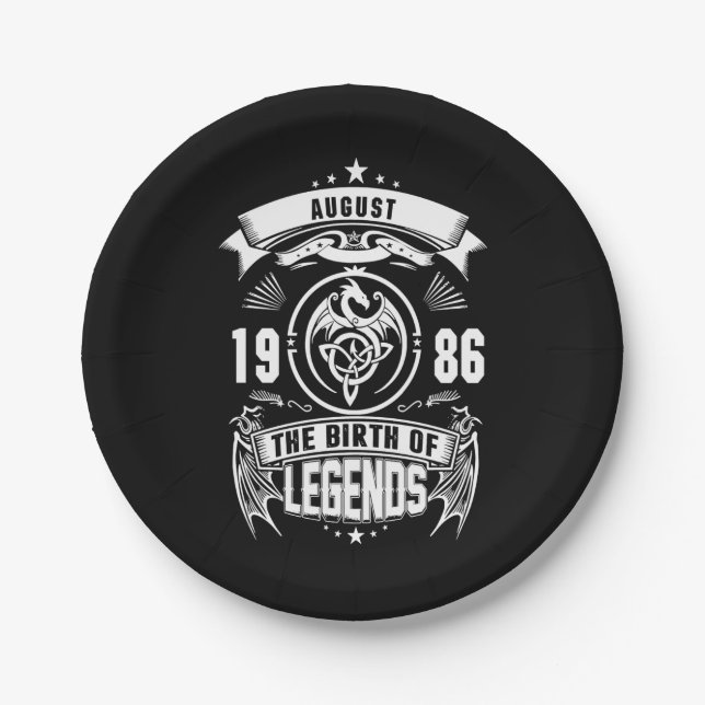 August Gift | 1986 The Birth Of The Legends Paper Plates (Front)