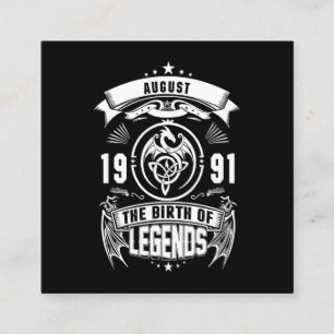 August Gift   1991 The Birth Of The Legends Square Business Card