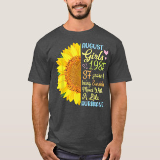 August Girls 1985 37 Years Of Being Sunshine Mied  T-Shirt