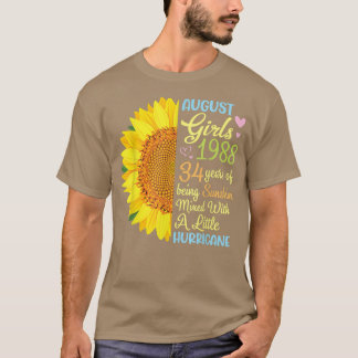 August Girls 1988 34 Years Of Being Sunshine Mied  T-Shirt