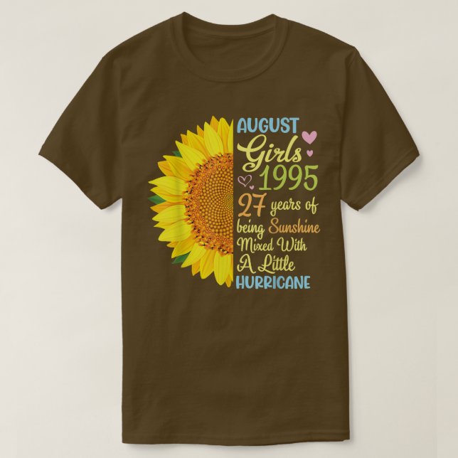 August Girls 1995 27 Years Of Being Sunshine Mied  T-Shirt (Design Front)
