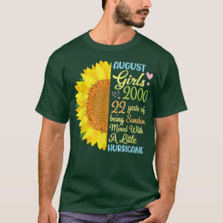 August Girls 2000 22 Years Of Being Sunshine Mied  T-Shirt