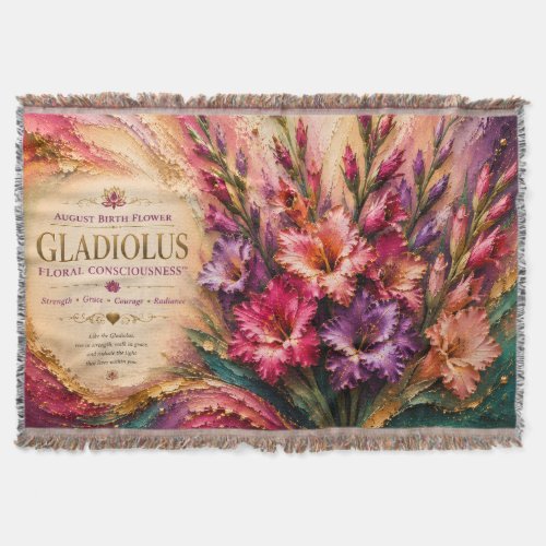 August Gladiolus Birth Flower Floral Consciousness Throw Blanket