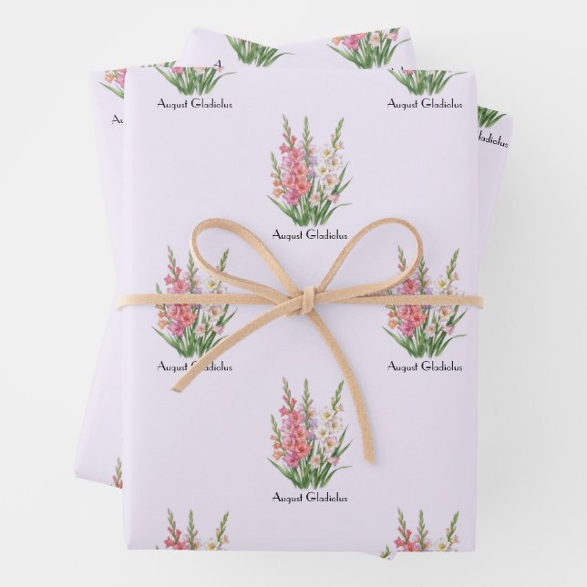 August Gladiolus Flowers Wrapping Paper Sheets (In situ)