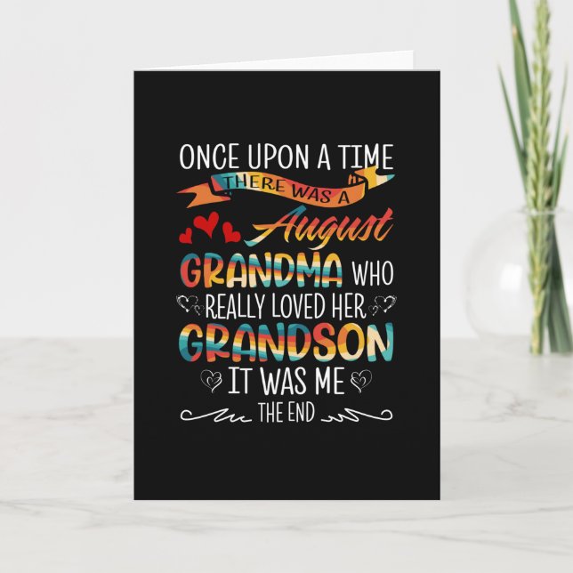 August Grandma Who Really Loved Her Grandsons Card (Front)