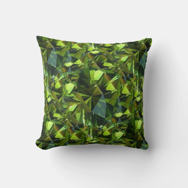 AUGUST GREEN PERIDOT BIRTHSTONE GEM THROW PILLOW (Front)