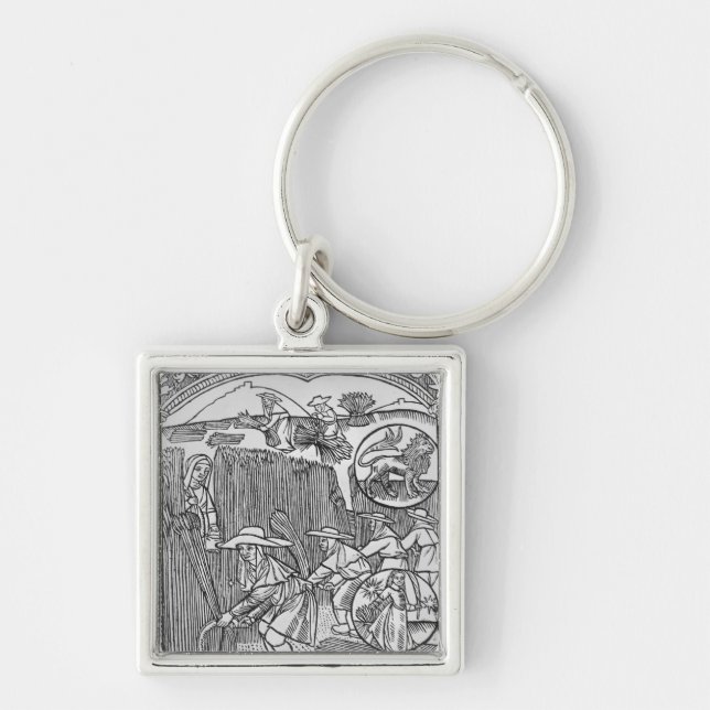 August, harvesting, Leo Keychain (Front)