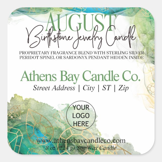 August Hidden Jewelry Candle Product Label (Front)