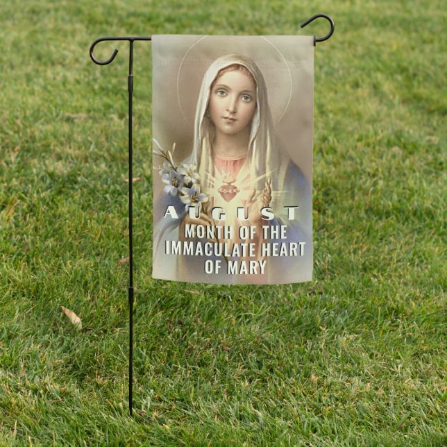 August Immaculate Heart of Virgin Mary Religious Garden Flag (In SItu)