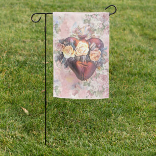 August Immaculate Heart of Virgin Mary Religious Garden Flag