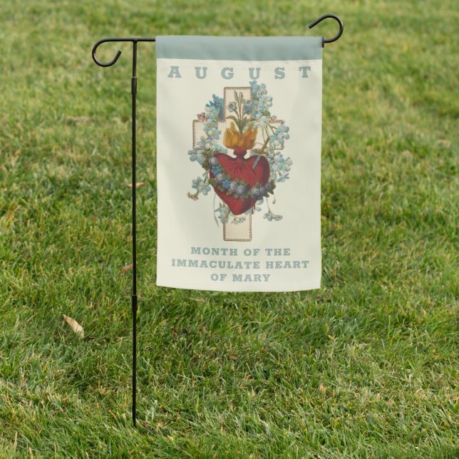August Immaculate Heart of Virgin Mary Religious Garden Flag (In SItu)