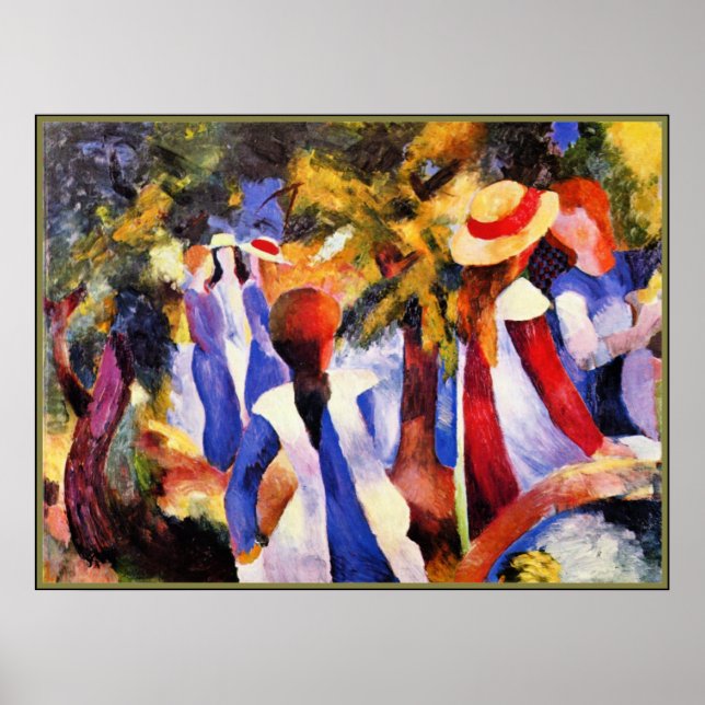 August Macke art, Girl in the Greenery Poster (Front)