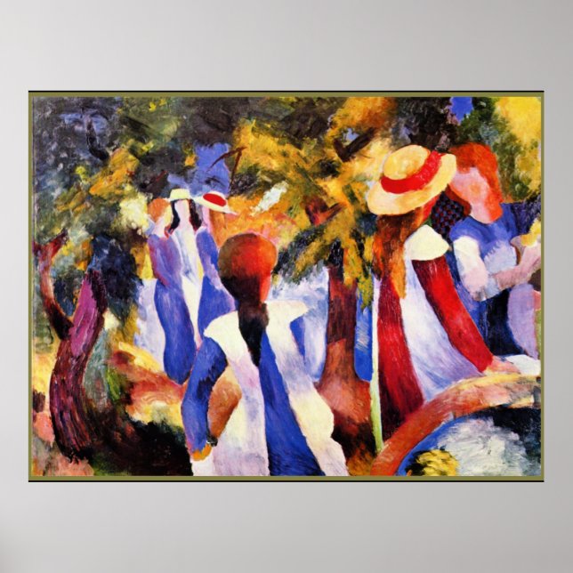 August Macke art, Girl in the Greenery Poster (Front)