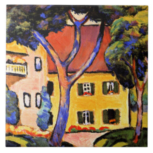 August Macke art, House in a Landscape Ceramic Tile